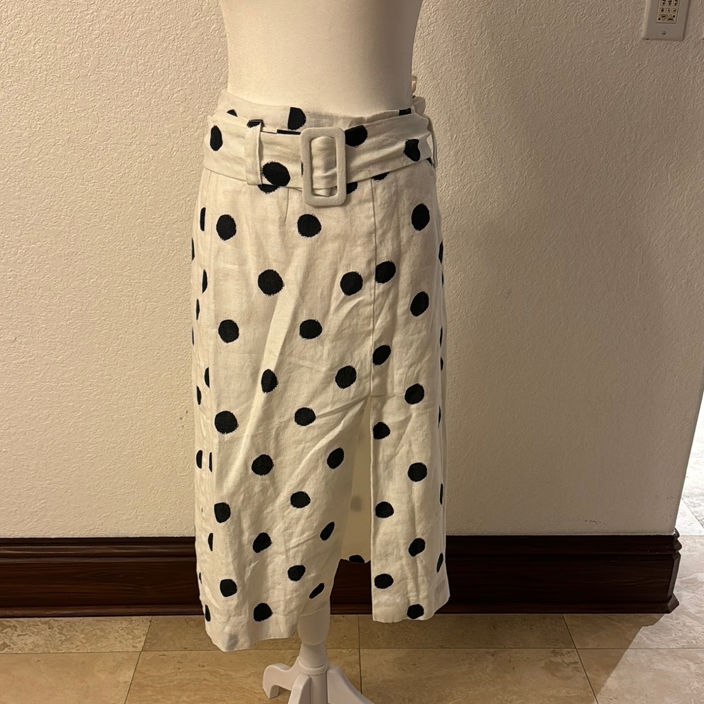FARM Rio Black and White Midi A-Line Skirt Casual